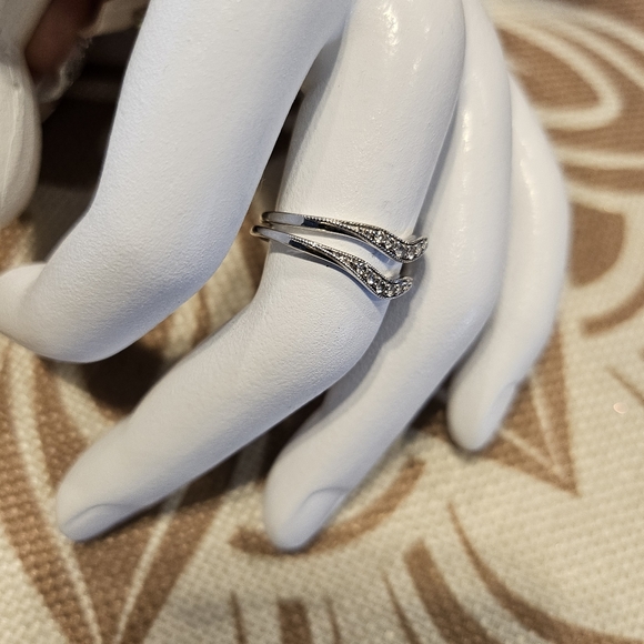 🛑SOLD🛑ales Set of 2 Diamond Accent Vintage-Style Contour Bands in 14k White - Picture 8 of 10
